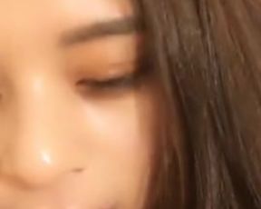 Hot asian plays with her dildo