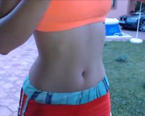 Teen gets risky in front yard